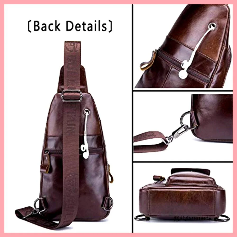 Genuine Leather Crossbody Bag Sling Backpack for Travel Hiking